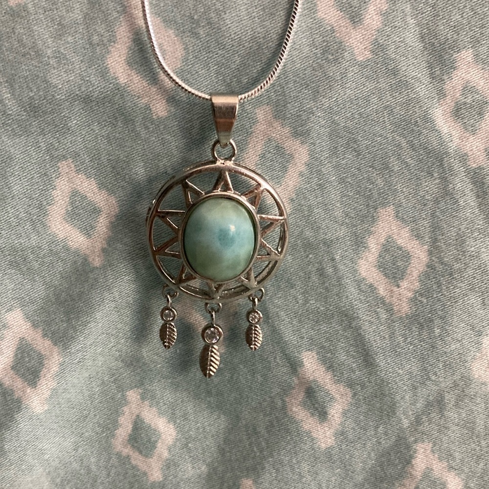 Larimar Necklace on 925 Silver Chain.